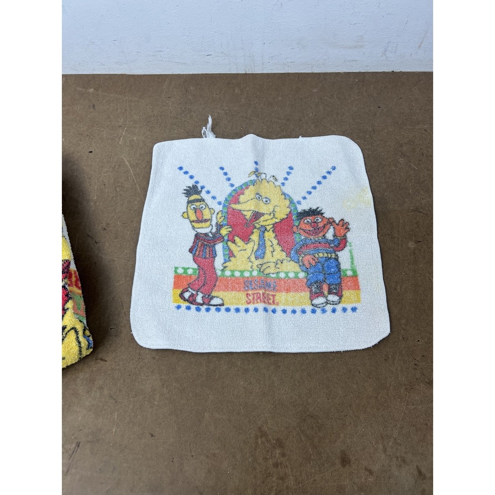 Vintage Cannon Sesame Street Big Bird Ernie Bert Bath Towel & Washcloth Set 100% - Picture 10 of 12
